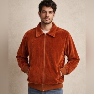 Vintage Cortez Rust Orange Velvet Zip Up Jacket